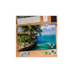 429 Palmiyelerle Ahşap Ev Deniz 240 Parça Puzzle Yapboz Tablo