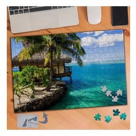 429 Palmiyelerle Ahşap Ev Deniz 240 Parça Puzzle Yapboz Tablo
