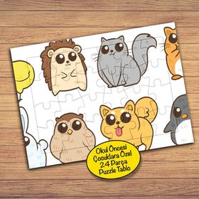 42PZ Sevimli Minikler Hayvanlar Çocuklara Özel Puzzle Yapboz Tablo