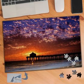 437 Sahilde Gün Batımı Deniz 240 Parça Puzzle Yapboz Tablo