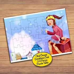 43701 Kar Oynayan Kız Çocuklara Özel Puzzle Yapboz Tablo