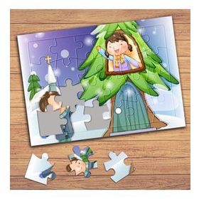43712 Mutlu Çocuklar Ve Ağaç Ev Çocuklara Özel Puzzle Yapboz Tablo