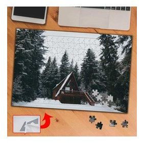 438805 Kar Kaplı Tahta Ev Manzara 240 Parça Puzzle Yapboz Tablo