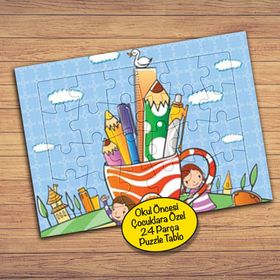 43914 Fincandaki Kalemler Çocuklara Özel Puzzle Yapboz Tablo