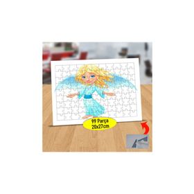 443 Sarışın Kanatlı Melek Kız 99 Parça Puzzle Yapboz Tablo