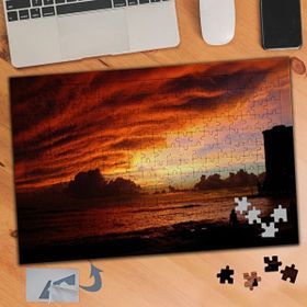 446 Kızıl Gökyüzü Altında Deniz 240 Parça Puzzle Yapboz Tablo