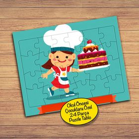 446208 Pastacı Küçük Kız 24 Parça Çocuklara Özel Yapboz Tablo