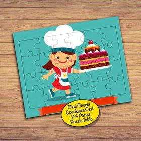 446208 Pastacı Küçük Kız 24 Parça Çocuklara Özel Yapboz Tablo