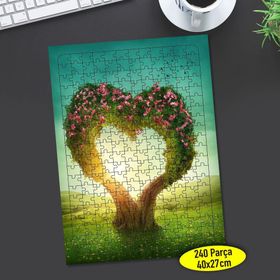 446742 Sevgi Ağacı Gün Batımı Manzarası 240 Parça Puzzle Yapboz