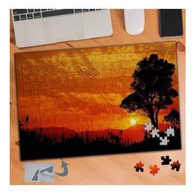 456 Kızıl Gün Batımı Ağaç Silüet 240 Parça Puzzle Yapboz Tablo
