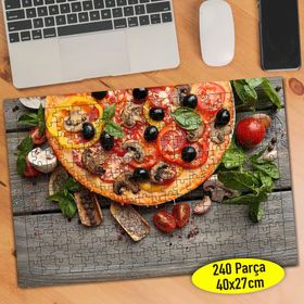 456554 Zeytin ve Mantarlı Lezzetli Pizza 240 Parça Puzzle Yapboz