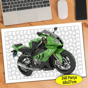 45774016 Yeşil Lüks Motorsiklet 240 Parça Puzzle Yapboz