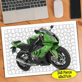 45774016 Yeşil Lüks Motorsiklet 240 Parça Puzzle Yapboz