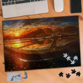 460 Kasabadaki Köprüler Gün Batımı 240 Parça Puzzle Yapboz Tablo