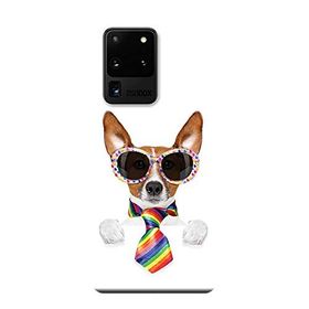463 Samsung Galaxy S20 Ultra SM-G988B Renkli Kravatlı Köpek Baskılı Silikon Kılıf