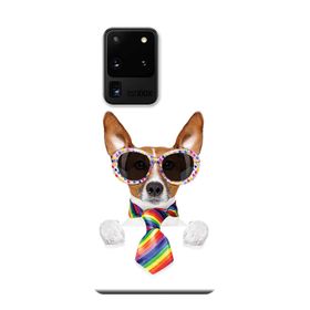 463 Samsung Galaxy S20 Ultra SM-G988B Renkli Kravatlı Köpek Baskılı Silikon Kılıf