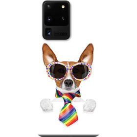 463 Samsung Galaxy S20 Ultra SM-G988B Renkli Kravatlı Köpek Baskılı Silikon Kılıf