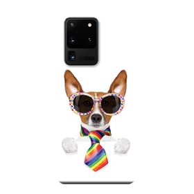 463 Samsung Galaxy S20 Ultra SM-G988B Renkli Kravatlı Köpek Baskılı Silikon Kılıf