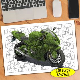 46359038 Yeşil Renkli Lüks Motorsiklet 240 Parça Puzzle Yapboz