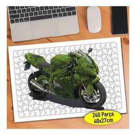 46359038 Yeşil Renkli Lüks Motorsiklet 240 Parça Puzzle Yapboz