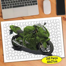 46359038 Yeşil Renkli Lüks Motorsiklet 240 Parça Puzzle Yapboz