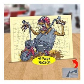 464 Motorsikletli Gözlüklü Canavar 99 Parça Puzzle Yapboz Tablo