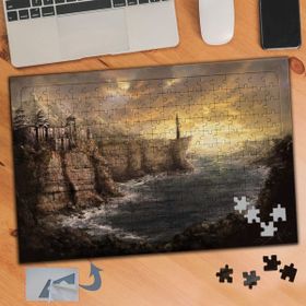 464 Virane Kayalıklar Deniz Çizimi 240 Parça Puzzle Yapboz Tablo