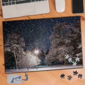471 Kar Yağışlı Park Ağaçlar 240 Parça Puzzle Yapboz Tablo