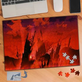 476 Kırmızı İllüstrasyon Çizim 240 Parça Puzzle Yapboz Tablo