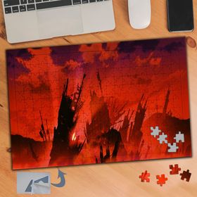 476 Kırmızı İllüstrasyon Çizim 240 Parça Puzzle Yapboz Tablo