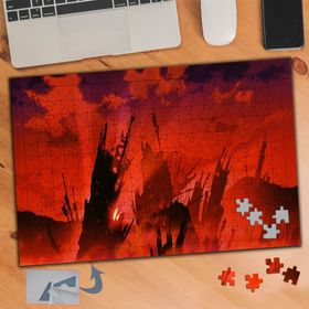 476 Kırmızı İllüstrasyon Çizim 240 Parça Puzzle Yapboz Tablo