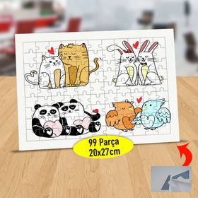 47752497 Aşk Dolu Tatlı Hayvanlar 99 Parça Puzzle Yapboz Tablo