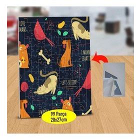 48126115 Sevimli Kedi Köpek Ve Kuş 99 Parça Puzzle Yapboz Tablo