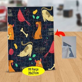 48126115 Sevimli Kedi Köpek Ve Kuş 99 Parça Puzzle Yapboz Tablo