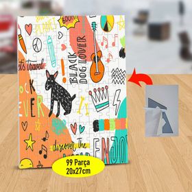 48126553 Çizimsel Kara Köpek 99 Parça Puzzle Yapboz Tablo