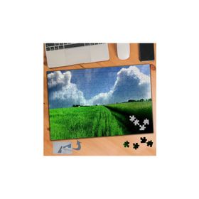 486 Yeşil Çimenler Bulutlu Gökyüzü 240 Parça Puzzle Yapboz Tablo