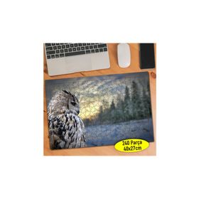 4893 Kış Mevsiminde Asil Duruşlu Baykuş 240 Parça Puzzle Yapboz