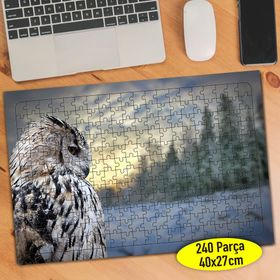 4893 Kış Mevsiminde Asil Duruşlu Baykuş 240 Parça Puzzle Yapboz