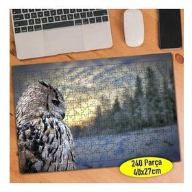4893 Kış Mevsiminde Asil Duruşlu Baykuş 240 Parça Puzzle Yapboz