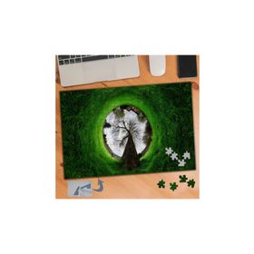 496 Oval Yeşil Çimenler Ağaç 240 Parça Puzzle Yapboz Tablo