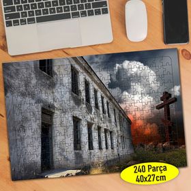 496238 Terk Edilmiş Bina Yükselen Duman 240 Parça Puzzle Yapboz