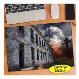 496238 Terk Edilmiş Bina Yükselen Duman 240 Parça Puzzle Yapboz