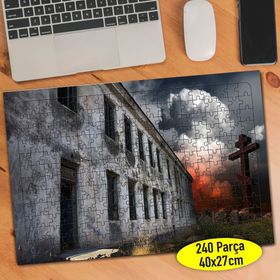 496238 Terk Edilmiş Bina Yükselen Duman 240 Parça Puzzle Yapboz
