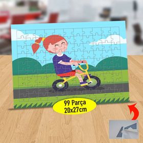 499 Bisiklet Süren Mutlu Çocuk 99 Parça Puzzle Yapboz Tablo