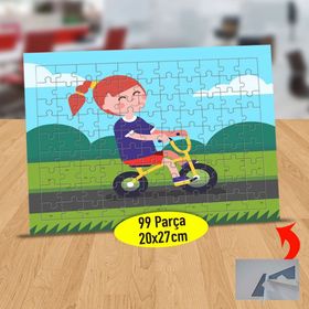 499 Bisiklet Süren Mutlu Çocuk 99 Parça Puzzle Yapboz Tablo