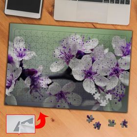 4A5FBB Petunya Beyaz Mor Çiçek 240 Parça Puzzle Yapboz Tablo