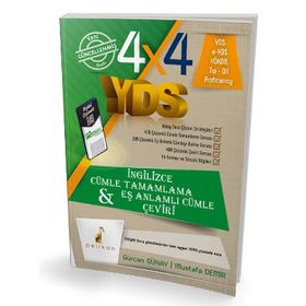 4x4 YDS Seti 1. Kitap Cümle Tamamlama, Çeviri ve Eş Anlamlı Cümle-Pelikan Yayınları