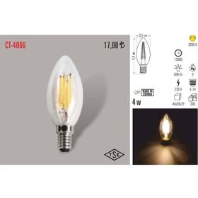 5 ADET CT 4066 G Cata 4W Led Flament Ampul Günışığı