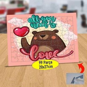 5 All You Need Is Love Yazılı Ayıcık 99 Parça Puzzle Yapboz Tablo