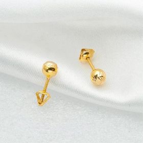 5 mm Vidalı 22 Ayar Top Altın Küpe